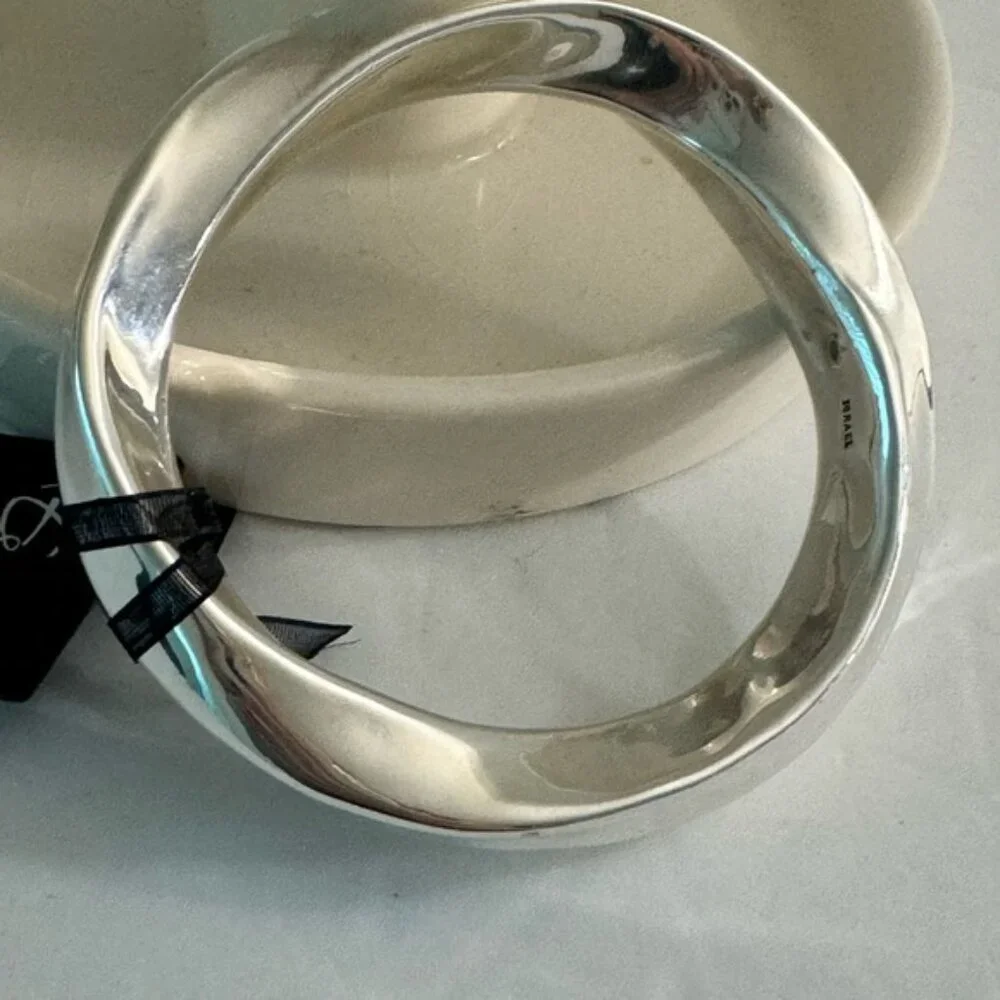 E&L Sterling Silver Bangle Statement Bracelet Israel Electroform Wavy D-2/5